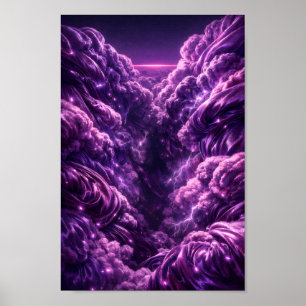 Lila Sturmwolken-Fantasie-Kunst Poster