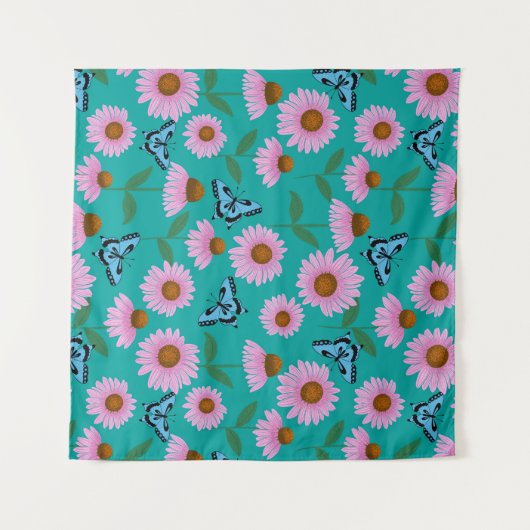 Lila Stützen und Schmetterlingsmuster Wandteppich (Vorderseite (Horizontal))