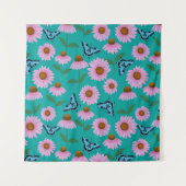 Lila Stützen und Schmetterlingsmuster Wandteppich (Vorderseite)