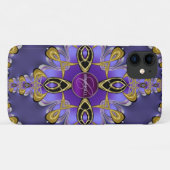 Lila Stylish Satin Lace Art Monogram iPhone Case (Rückseite (Horizontal))