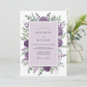 Lila sublime botanische Hochzeit Einladung (Stehend Vorderseite)