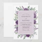 Lila sublime botanische Hochzeit Einladung (Vorne/Hinten)