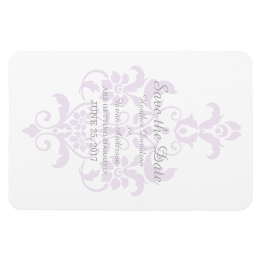 Lila subtile Damask Save the Date Flexi Magnet (Horizontal)