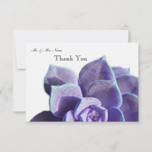 Lila Succulent danken Ihnen Dankeskarte (Vorderseite)