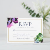 Lila Succulents Elegante RSVP-Karte RSVP Karte (Stehend Vorderseite)