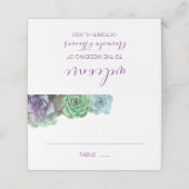 Lila Succulents florale Hochzeitsstimmung Platzkar Platzkarte (Außenseite Aufgefaltet)