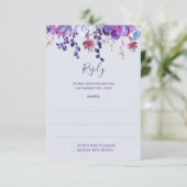 Lila Succulents Wedding Repair Cards RSVP Karte (Stehend Vorderseite)