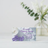 Lila Suds Elegantes Reinigungsservice Visitenkarte (Stehend Vorderseite)