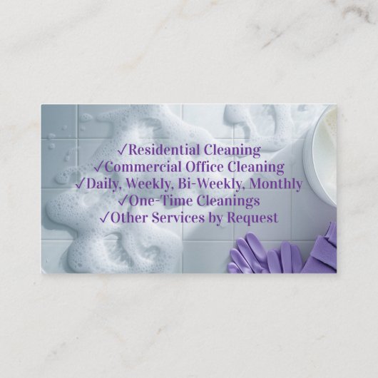 Lila Suds Elegantes Reinigungsservice Visitenkarte (Rückseite)
