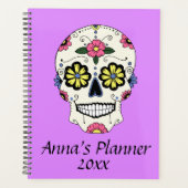 Lila Sugar Skull Personalisiert Planner Notebook Planer (Vorderseite)