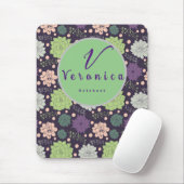 Lila sukkuläres Monogramm-Skript Mousepad (Mit Mouse)