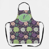 Lila sukkuläres Monogramm-Skript Schürze (Vorderseite)