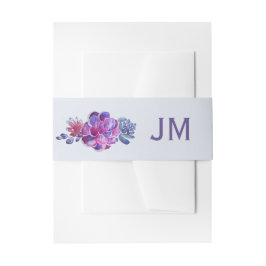 Lila Sukkulents Monogram Wedding Einladungsbanderole