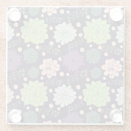 Lila Sukkuline Blumenmuster Glasuntersetzer (Rückseite)