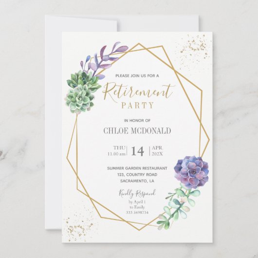 Lila Sukkulturen Party Einladung der Altersvorsorg (Vorderseite)