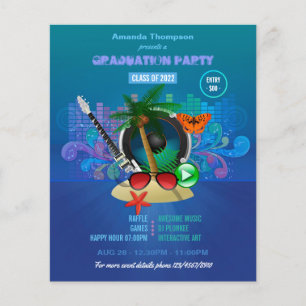 Lila Summer Club Beach Graduation Party Flyer