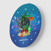 Lila Summer Club Beach House Große Wanduhr (Winkel)