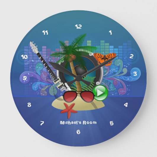 Lila Summer Club Beach House Große Wanduhr (Vorderseite)