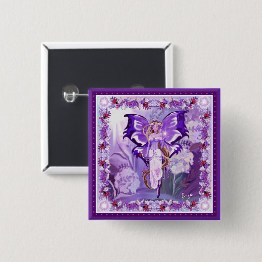 Lila Sun Fairy Button (Vorne & Hinten)