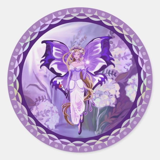 Lila Sun Fairy Classic Round Sticker (Vorderseite)