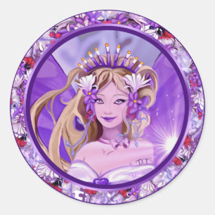 Lila Sun Fairy Classic Round Sticker