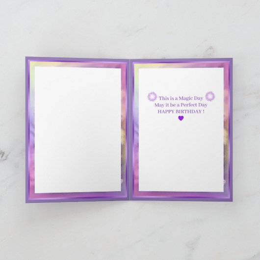 Lila Sun Fairy Geburtstagkarte Dankeskarte (Innenseite)