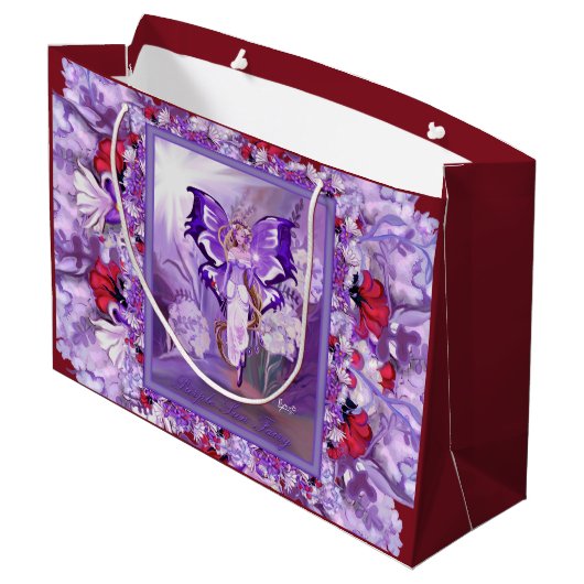 Lila Sun Fairy Große Geschenktüte (Rückseite Schrägansicht)