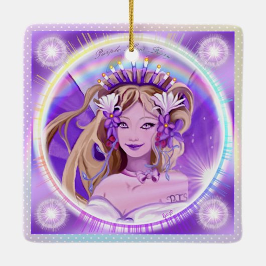 Lila Sun Fairy Keramik Ornament (Rückseite)