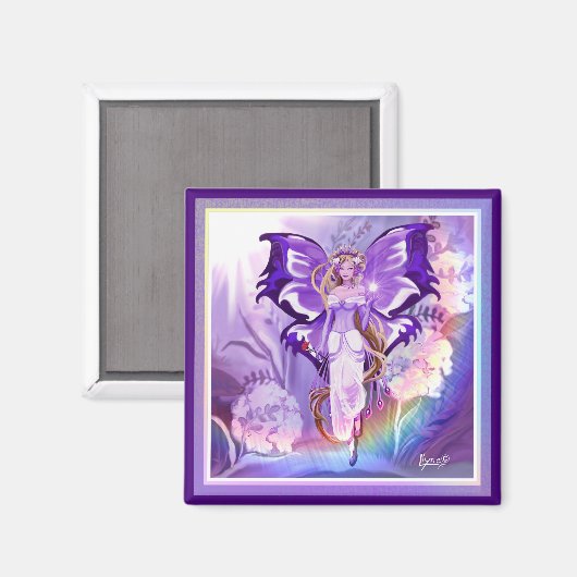 Lila Sun Fairy Magnet (Vorderseite/Rückseite)