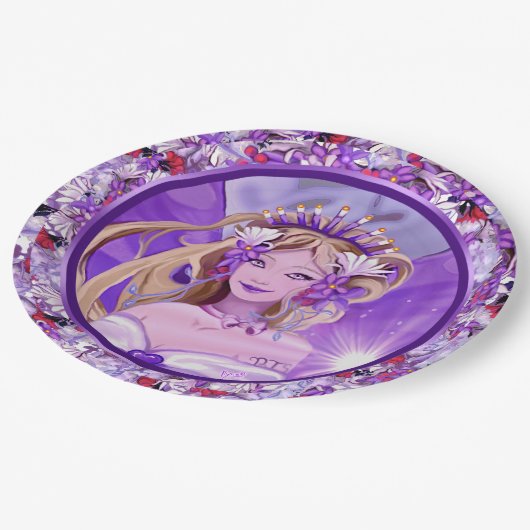 Lila Sun Fairy Paper-Teller Pappteller (Schrägansicht)