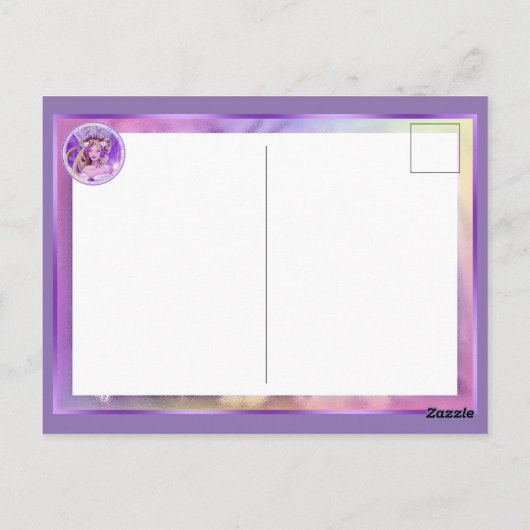 Lila Sun Fairy Postkarte (Rückseite)