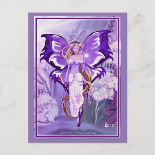Lila Sun Fairy Postkarte (Vorderseite)