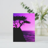 Lila Sunset Beach Tree Ocean Peace Liebe Destinati Postkarte (Stehend Vorderseite)