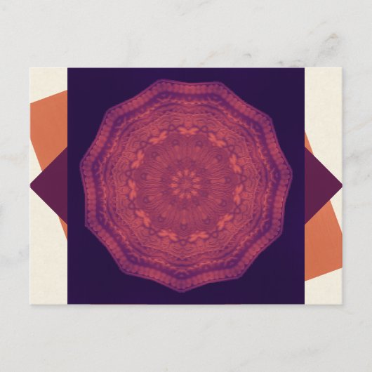 Lila Sunset Butterfliegen Kaleidoscope Mandala Postkarte (Vorderseite)