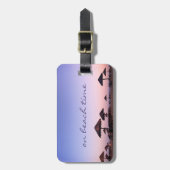 Lila Sunset Coast Foto On Beach Time Script Gepäckanhänger (Vorderseite vertikal)