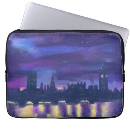 Lila Sunset London Cityscape Modern Art Malerei Laptopschutzhülle
