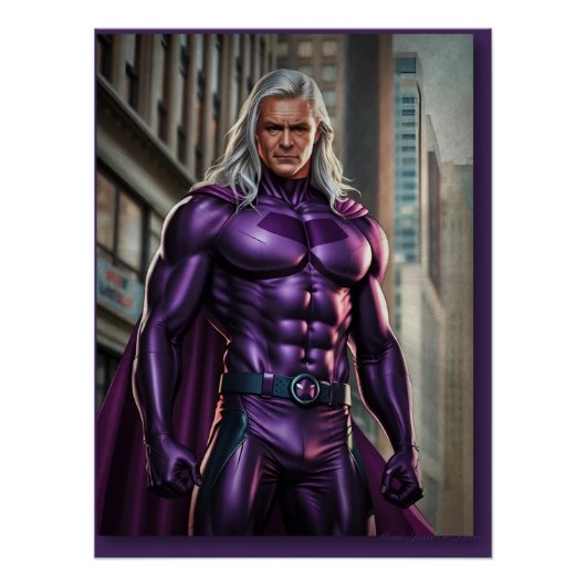 Lila Superheld: Urban Fantasy Poster (Vorderseite)