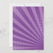 Lila Superheros Comic Book Styling Birthday Party Einladung (Rückseite)