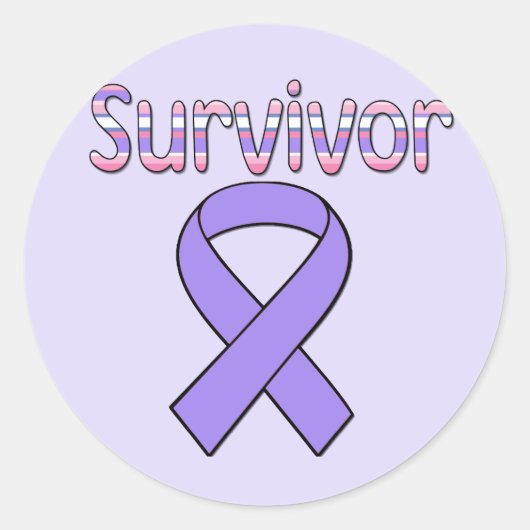 Lila Survivor Ribbon Runder Aufkleber (Vorderseite)