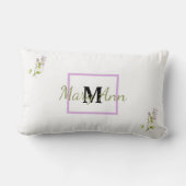 Lila Süßerbse Aquarellmonogramm und Name Lendenkissen (Rückseite)