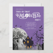 Lila Süßes oder Saures Halloween-Kostenüm-Party Einladung (Vorderseite)