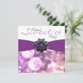 Lila Sweet 16 Geburtstagsparty Einladung (Stehend Vorderseite)