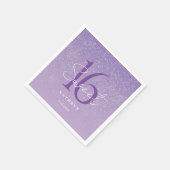 Lila Sweet 16 Individuelle Name Serviette (Ecke)