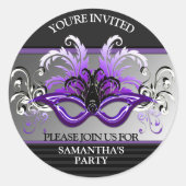 Lila Sweet 16 Masquerade Party Umschlag Aufkleber (Vorderseite)