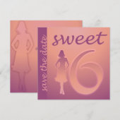 Lila Sweet 16 Save the Date (Vorne/Hinten)