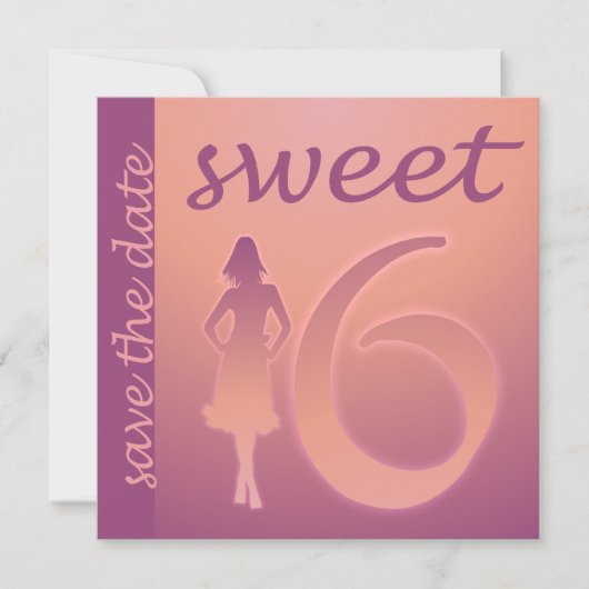 Lila Sweet 16 Save the Date (Vorderseite)