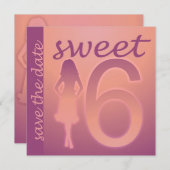 Lila Sweet 16 Save the Date (Vorne/Hinten)