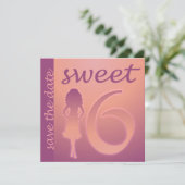 Lila Sweet 16 Save the Date (Stehend Vorderseite)