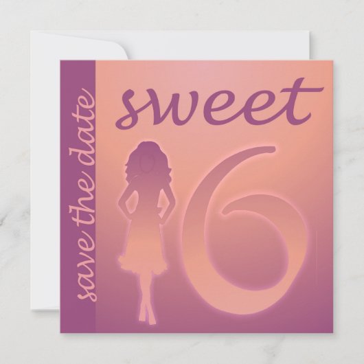 Lila Sweet 16 Save the Date (Vorderseite)