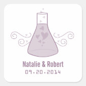 Lila Sweet Chemistry Wedding Stickers (Vorderseite)